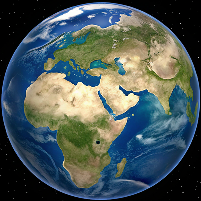 Earth showing Amrit Jal's global connection